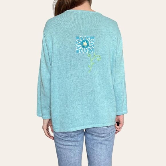 Vintage NWT deadstock floral embroidered knit cardigan Timberlea - Large - Picture 5 of 8